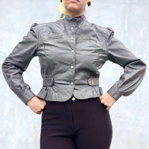 Vintage 80s Grey Leather Jacket